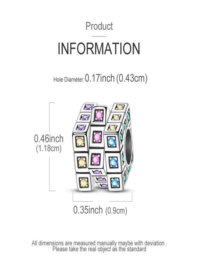 NARMO 925 Sterling Silver Charm for Women Bracelets Colorful Rubik's Cube Charm Bead - Image 4